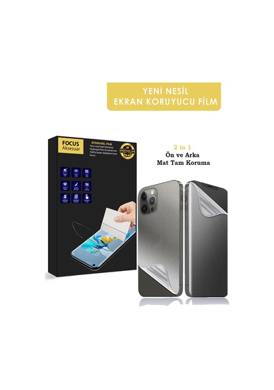 Apple iPhone 12 Uyumlu Premium Mat 2in1 Ekran Koruyucu Özel Kesim Hydrogel Film