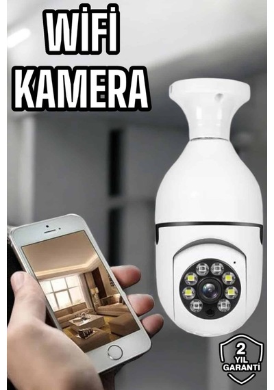 Ampul Görünümlü Güvenlik Kamerası Duylu Wifi Kamerası Dönebilen