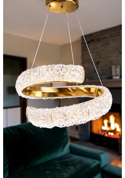 Kumandalı 3 Renk Modern Sarkıt Led Avize Krom Altın - Gold
