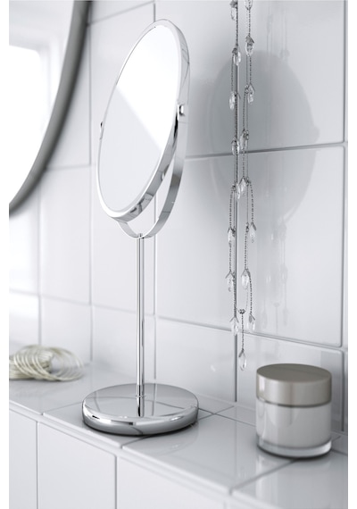 Ikea Paslanmaz Çelik Makyaj Aynası 17 Cm Çift Taraflı Büyüteçli Masa Aynası Gümüş