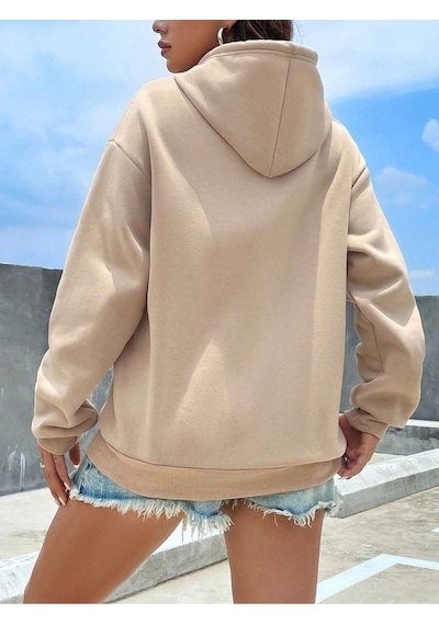 Uyguntarz The Future Baskılı Oversize Sweatshirt Bej