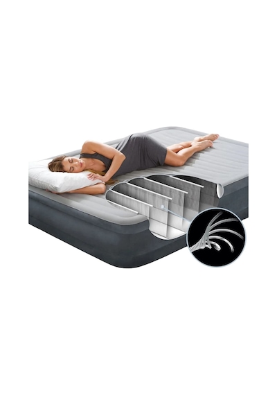 Intex Elektrikli Queen Comfort-plush Fiber-tech Yatak 152x203x33cm Gri