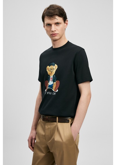 Lufian Teddy Modern Grafik T- Shirt Siyah Siyah 111020305100100 Siyah