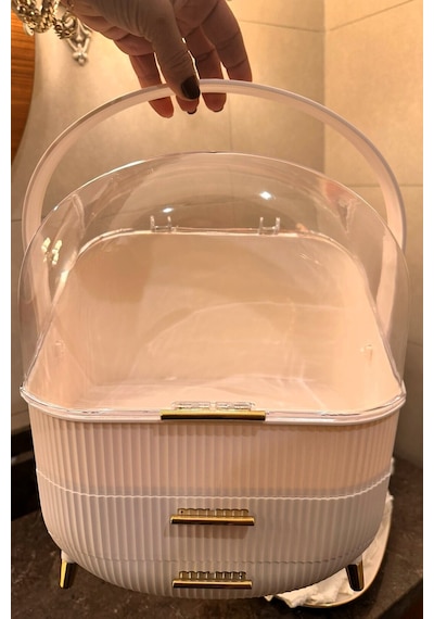 Makri Home Çekmeceli Makyaj, Takı Ve Kozmetik Ürün Düzenleyici, Krem Renk Organizer Krem