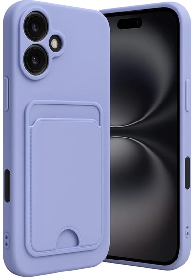 Newface  Apple  Uyumlu iPhone 16 Kılıf Kelvin Kartvizitli Silikon - Lila