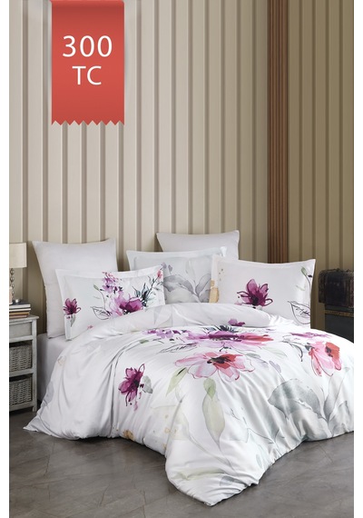 Varol Royal Saten 300tc Nevresim Takımı Çift Nevresimli Family Size - Verona Çok Renkli