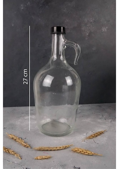 Dekoratif Cam Yumuşatıcı Şişesi 1500 Ml Siyah Kapaklı Şeffaf