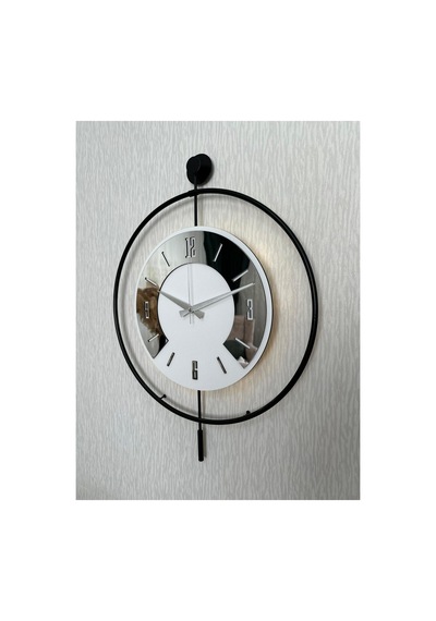 Pey Aksesuar 50x70 Cm Metal Pleksi Ahşap Ve Işığın Muhteşem Uyumu Duvar Saati Dekoratif M54-siyah-beyaz-gümüspleksi