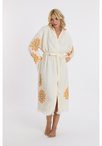 Mulberry Muslin Peştemal Bornoz Banyo Ve Plaj Elbisesi Sarı