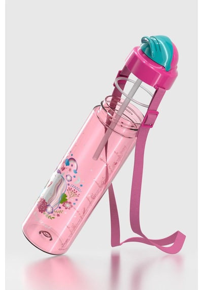Renga Migo Desenli 630 Ml Askılı Pipetli Tritan Çocuk Matara 912143 Pembe Pembe