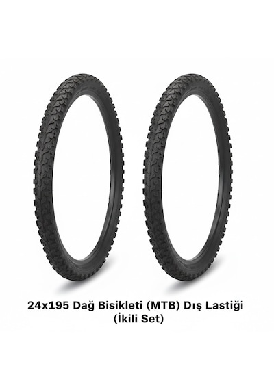 24 Jant Bisiklet Dış Lastik Takımı - 2 Adet 24x1.95 Dağ Bisikleti Mtb Dişli Dış Lastik