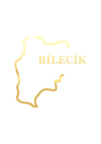 Bilecik Harita Araba Sticker 17x17 Cm Gold