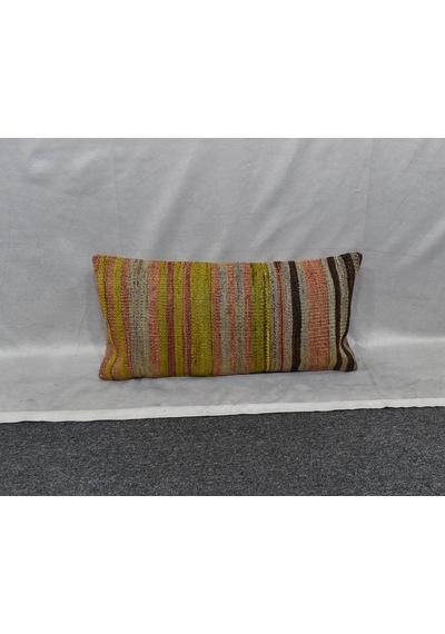 Zehra Abla Halı Yeni El Dokuma Dekoratif Lumbar Kilim Kırlent Yastık Kılıfı 6161