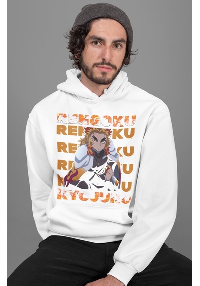 Sevbano Rengoku Kyojuro Baskılı Unisex Oversize Kimetsu No Yaiba Anime Ho beyaz Sevbano Rengoku Kyojuro Baskılı Unisex Oversize Kimetsu No Yaiba Anime Ho beyaz