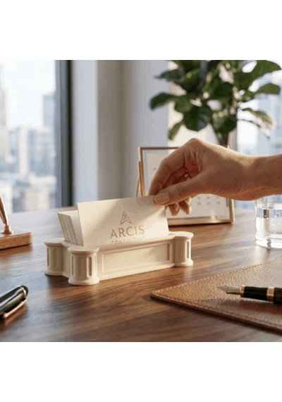 Zeroxo Antik Yunan Tapınağı Kartvizitlik Sütunlu Masaüstü Kart Tutucu Ve Ofis Dekoru 12x6 Cm