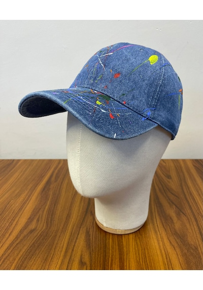 Jean Denim Kot Kumaş Vintage Unisex Cap Şapka Lacivert - Indigo