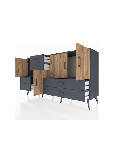 Kronos Konsol 4 Raflı 5 Çekmeceli 4 Kapaklı 176x59x99 Antrasit-ça Antrasit-çam/antrasit Kronos Konsol 4 Raflı 5 Çekmeceli 4 Kapaklı 176x59x99 Antrasit-ça Antrasit-çam/antrasit