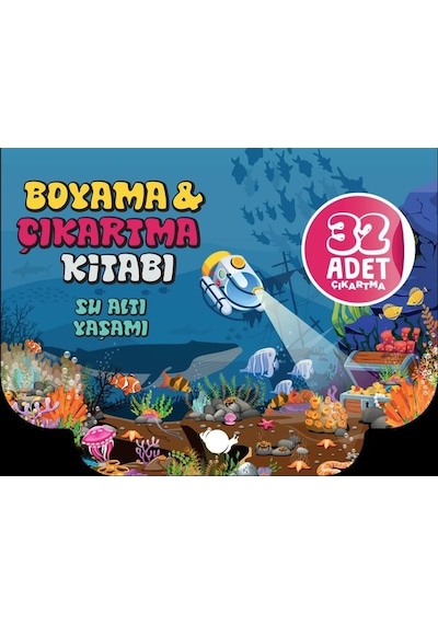 Su Altı Yaşamı - Boyama ve Çıkartma Kitabı - 32 Adet Çıkartma- Çikolata Yayınevi