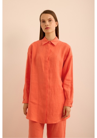 Aker Keten Tunik Mercan Mercan
