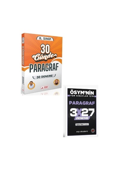 Paraf Yayınları 8. Sınıf 30 Günde Paragraf 30 Deneme+ Evp Akademi Paragraf