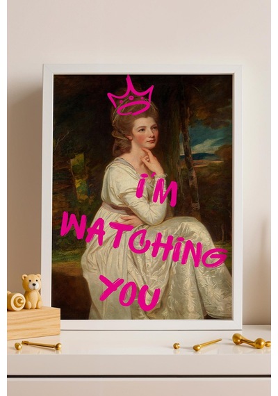 Lady Elizabeth Hamilton Çerçeveli Tablo I Am Watching You Genç Odası Espirili Tablo Altered Art