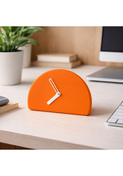 Modern Minimalist Yarım Daire Masa Saati - 5 Renk Seçeneği Turuncu