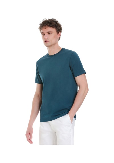 Hatemoğlu İndigo Regular Fit Bisiklet Yaka Pamuklu Tişört 1996537 Indigo-02