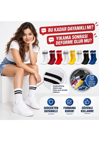 Çorap Giyim Unisex Renkli Çorap Çizgili 16'lı Set Uzun Soket Günlük Spor Kolej Stil Rahat Kadın Erkek Çorabı Çok Renkli