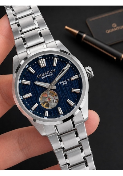 Quantum Otomatik Mekanizma Sapphire Cizilmez Cam Çelik Kordon 10 Atm Erkek Kol Saat Emg.1192.390 Gümüş