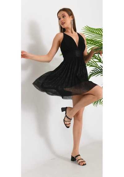 Hanife Glam Couture Hanife Glam Molight Mini Elbise Siyah