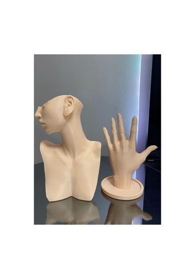 21 Cm Ten Rengi 2'li Dekoratif Takı Organizer Mankeni Standı Set Şık Makyaj Mücevher Kolye Sergi