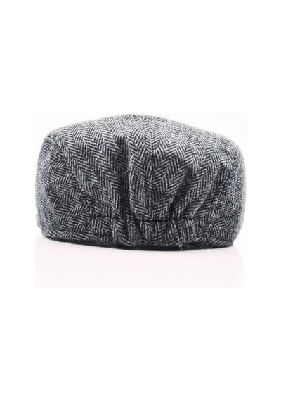 Külah Erkek Kasket Balıksırtı Flat Cap Termal Yün Şapka Gri