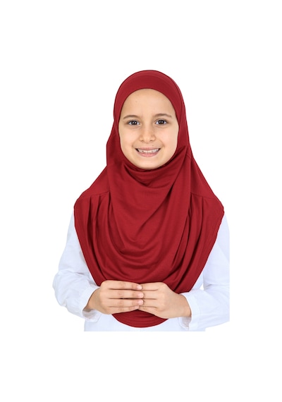 Modish Group Kız Çocuk Hazır Başörtüsü Pratik Penye Şal Tesettür Giyim Bordo