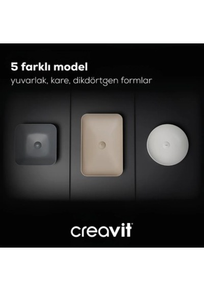Beyaz Deliksiz Dikdörtgen Lavabo 60 Cm Modern Tasarım 508 Yeşil