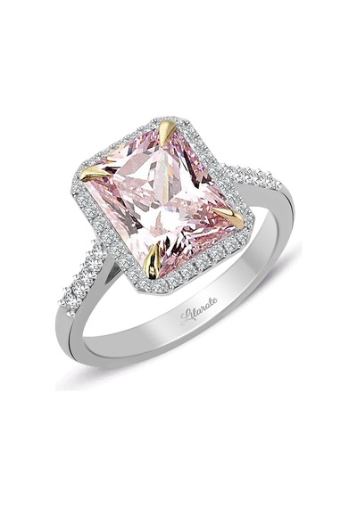 Pırlanta Ve Pembe Topaz Baget Kesim Tektaş Yüzük