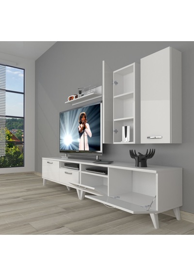 Decoraktiv Eko 5220d Slm Retro Tv Ünitesi Tv Sehpası Beyaz