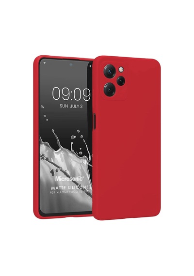 Matte Silicone Xiaomi Redmi 12 İçin Kılıf Kırmızı Redmi 12 İle Uyumlu Kılıf - Kırmızı