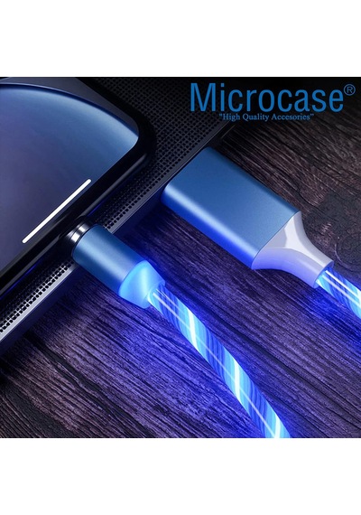 3in1 Lightning Type C Micro Usb Işıklı Manyetik Şarj Kablosu 100 Cm - Al2618 Standart
