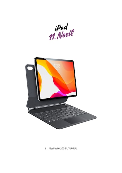 Apple Uyumlu iPad  11. Nesil A16 2025 Magic Style Manyetik Yapışmalı Klavyeli Tablet Kılıfı Klavyeli Kılıf