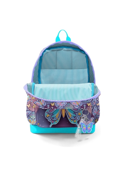 Coral High Kız Çocuk Pastel Renkli Kelebek Desenli İlkokul Sırt Çantası Dört Bölme 33206 Lila
