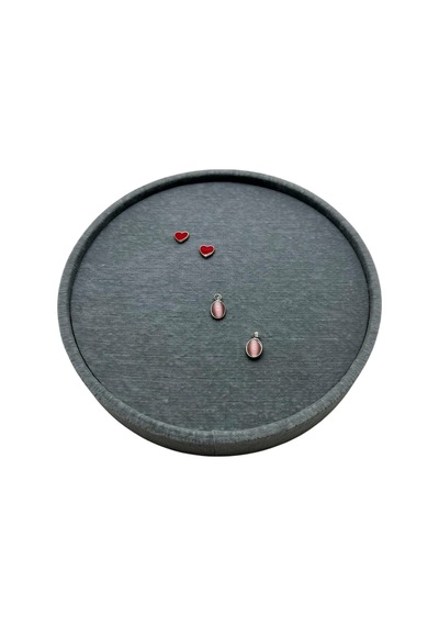 Silindir Model Süet Kumaş Gri Renk 20/20 Cm Batırmalı Küpe-piercing Tablası Gri
