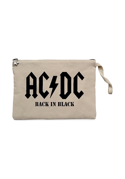 Ac Dc Back in Black Krem Clutch Astarlı Cüzdan / El Çantası Krem