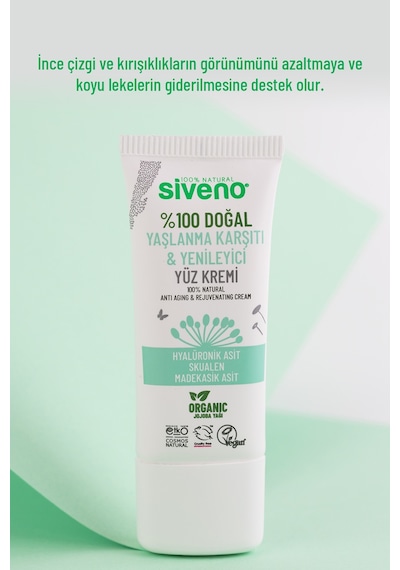 Siveno Doğal Yüz Kremi Hyaluronik Asit Aydınlatıcı Yenileyici Canlandırıcı 30 ML