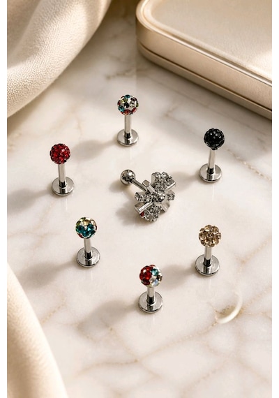 Monalisa Home Çelik 7 Adet Tragus Pirsıng Beyaz