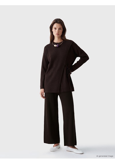 Lcw Modest Kahverengi Beli Lastikli Kadın Triko Pantolon