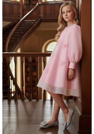 Riccotarz Kız Çocuk Yakası Ve Bilekleri İnci İşlemeli Üzeri Boydan 3d Yonca Detaylı İçi Astarlı Pembe Elbise Pembe Riccotarz Kız Çocuk Yakası Ve Bilekleri İnci İşlemeli Üzeri Boydan 3d Yonca Detaylı İçi Astarlı Pembe Elbise Pembe