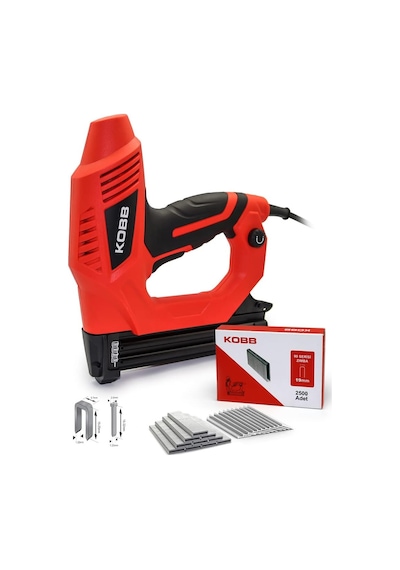 Kbz90 15-25mm Zımba Ve 15-32mm Profesyonel Çivi Çakma Makinesi + 3000 Adet Yedek Zımba Ve Çivi, Kırmızı/siyah