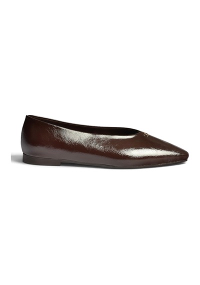 Fox Shoes Z820402060 Kahverengi Rustik V-kesim Küt Burun Kadın Babet