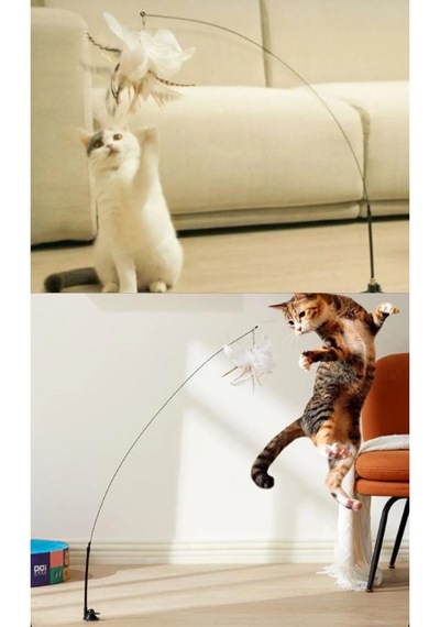 Tineke Yeni Vantuzlu Kedi Oyun Oltası Tüy Toplu Kedi Eğlence Oyuncağı