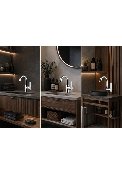 Elvora Silver Lüx Banyo Lavabo Bataryası Gümüş - Krom